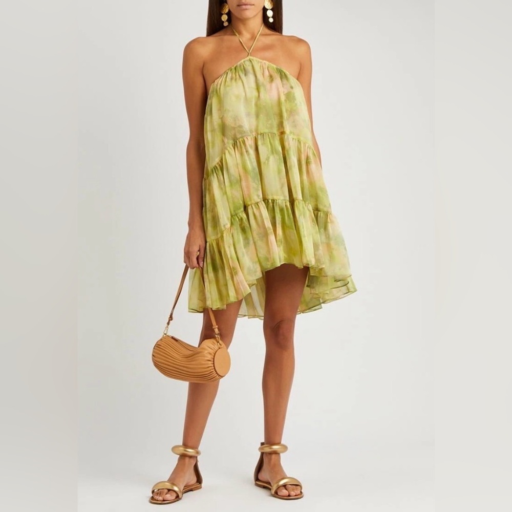 Misa Los Angeles Sastra frilled mini dress in Grün